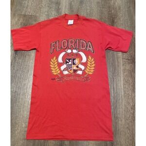 Vtg 90s Single Stitch Florida Short Sleeve T Shirt Sz M Red Made in USA